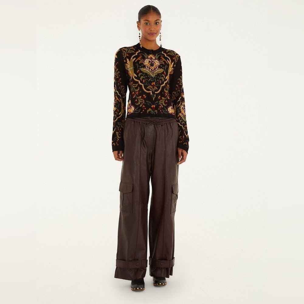 FARM Rio Burgundy Leather Pants - Picture 4 of 15